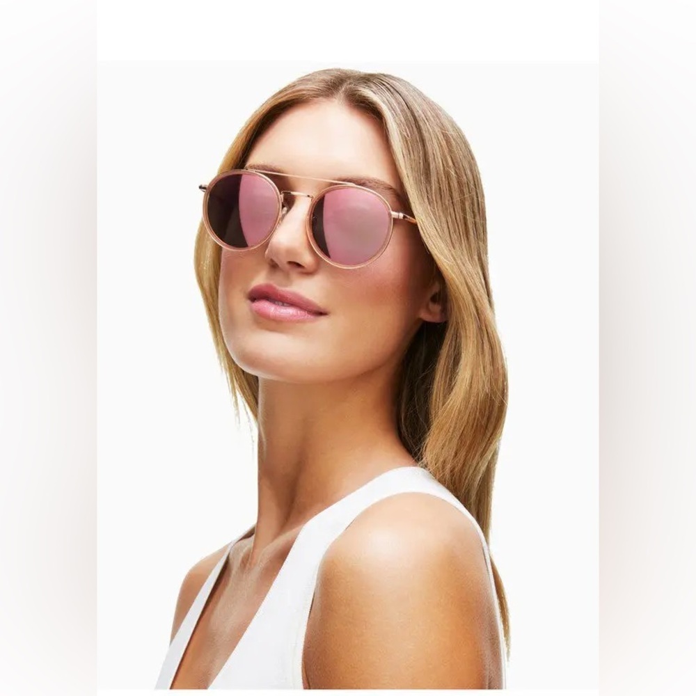 NEW IN BOX Ramy Brook Monaco Gold Round Sunglasses 100% UV Protection